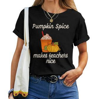 Fall Teacher Girls Women Pumpkin Spice Coffee For Coffee Lovers Women T-shirt | Mazezy
