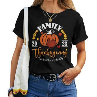 Family Thanksgiving Day 2023 Matching Thankful Autumn Fall Women T-shirt | Mazezy