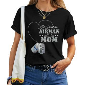 My Favorite Airman Calls Me Mom Air Force Mom Women T-shirt - Monsterry