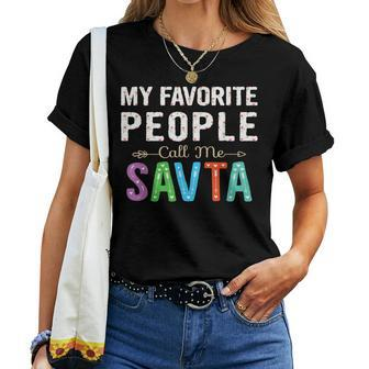 My Favorite People Call Me Savta Cute Floral Grandma Women T-shirt | Mazezy