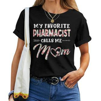 My Favorite Pharmacist Calls Me Mom Floral Women T-shirt Casual Daily Basic Unisex Tee | Mazezy