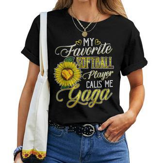 My Favorite Softball Player Calls Me Gaga Sunflower Grandma Women T-shirt | Mazezy CA