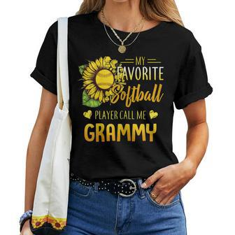 My Favorite Softball Player Calls Me Grammy Sunflower Women T-shirt | Mazezy DE