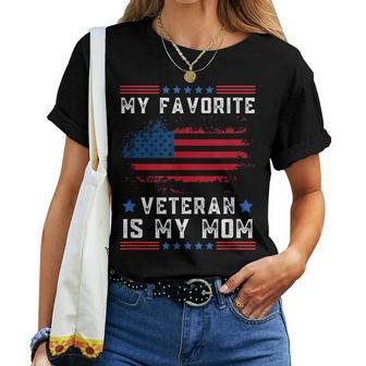 My Favorite Veteran Is My Mom Us Flag Veteran Proud Mother Women T-shirt - Thegiftio UK