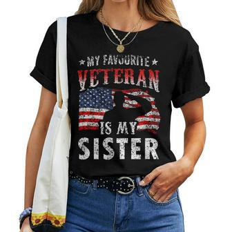 My Favorite Veteran Is My Sister Team Veteran's Day Veterans Women T-shirt - Thegiftio