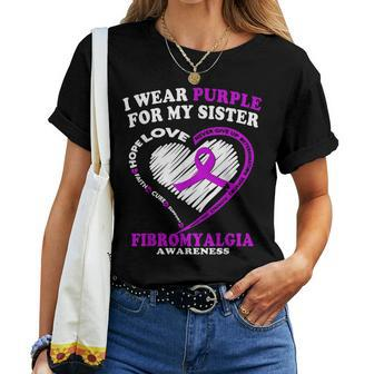 Fibromyalgia Awareness I Wear Purple For My Sister Women T-shirt | Mazezy