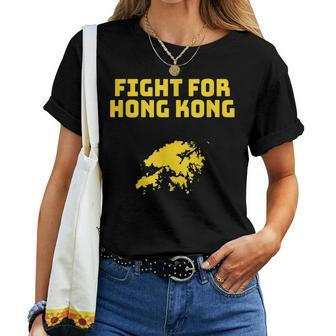 Fight For Hong Kong With Map Outline Protest Prc Women T-shirt | Mazezy UK
