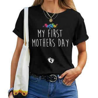 My First Floral Cute Pregnancy Announcement Women T-shirt | Mazezy CA