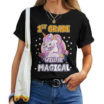 First Grade Will Be Magical Cute Unicorn Rock 1St Grade Girl Women T-shirt - Monsterry DE