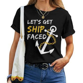 Fishing Lets Get Ship Faced Anchor Men Women Women T-shirt Crewneck | Mazezy