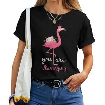 You Are Flamazing Flamingo Flower Apparel Women Men Kids Flamingo Women T-shirt Crewneck | Mazezy