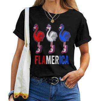Flamingo 4Th Of July Flamerica Usa Patriotic July Fourth Fun Patriotic Women T-shirt | Mazezy