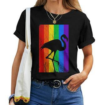 Flamingo Lgbt Pride Rainbow Flag Gay Lesbian Women T-shirt | Mazezy