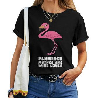 Flamingo Mother And Wine Lover Women T-shirt | Mazezy