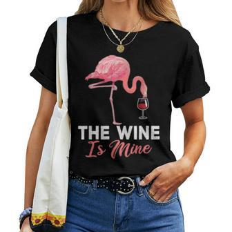 Flamingo Wine Lovers Pink Flamingo Fun Party Women T-shirt | Mazezy