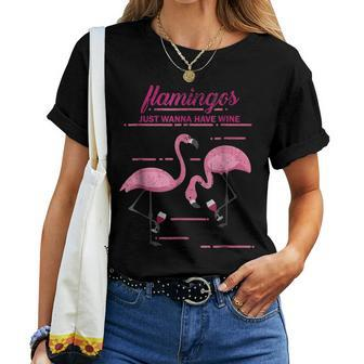 Flamingos Just Wanna Have Wine Men Women Women T-shirt