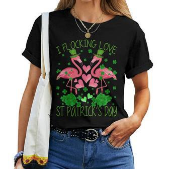 I Flocking Love Flamingo St Patricks Day Flamingo Paddys Women T-shirt | Mazezy CA