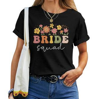 Floral Bride Squad Wildflower Wedding Bachelorette Party Women T-shirt