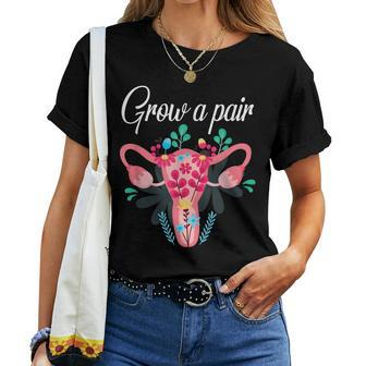 Floral Productive Grow A Pair Vintage Floral Woman Uterus Women T-shirt | Mazezy