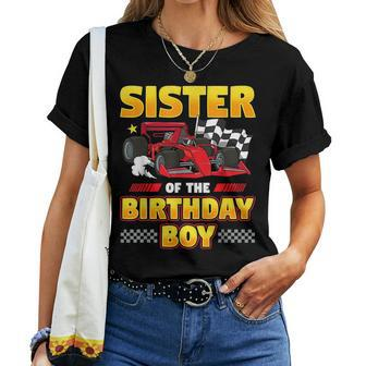 Formula Race Car Sister Of Birthday Boy Party Racing For Sister Women T-shirt Crewneck | Mazezy