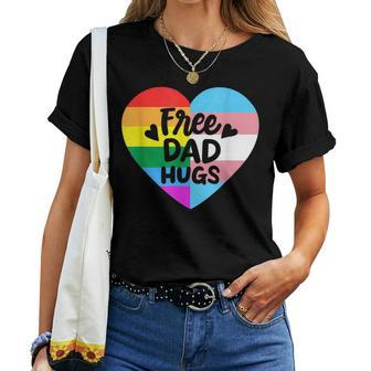 Free Dad Hugs Gay Pride Lgbt Transgender Rainbow Flag Women T-shirt | Mazezy