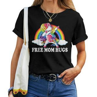 Free Mom Hugs Dabbing Unicorn Rainbow Lgbt Gay Lesbian Pride Women T-shirt - Seseable
