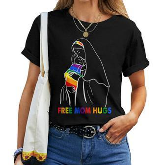 Free Mom Hugs Virgin Mary God Lgbtq Rainbow Flag Gay Pride Women T-shirt | Mazezy