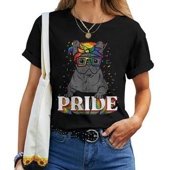 French Bulldog Frenchie Dog Lgbtq Rainbow Flag Gay Pride Women T-shirt | Mazezy