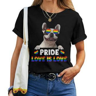 French Bulldog Gay Pride Dog Lover Lgbt Rainbow Flag Women T-shirt | Mazezy