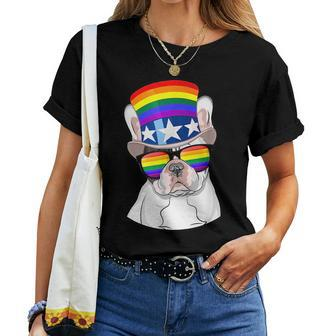 French Bulldog Gay Pride Lgbt Rainbow Flag Women Frenchie Women T-shirt | Mazezy