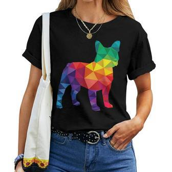 French Bulldog Gay Pride Lgbt Rainbow Flag Polygon Lgbtq Women T-shirt | Mazezy