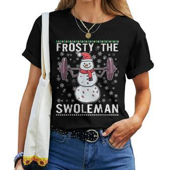Frosty The Swoleman Ugly Christmas Sweater Snowman Women T-shirt - Monsterry