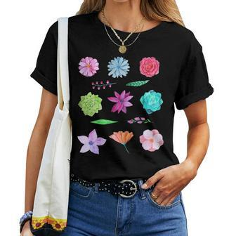 Fun Floral Watercolor Flowers For Gardeners Women T-shirt Casual Daily Basic Unisex Tee | Mazezy