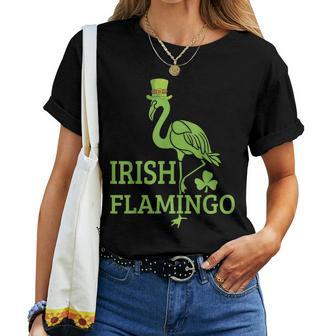 Funky Irish Flamingo Apparel Green Bird St Pattys Women T-shirt | Mazezy