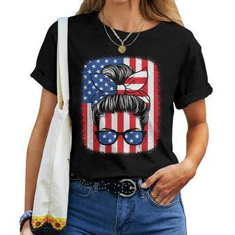 Funny 4Th Of July Patriotic American Flag Usa Women Girls Women Crewneck Short T-shirt - Thegiftio UK