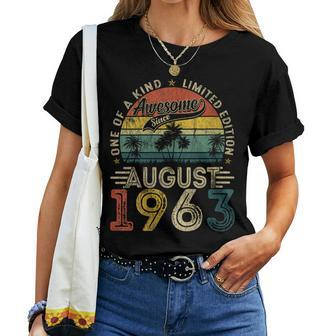 Funny 60 Years Old August 1963 Vintage Retro 60Th Birthday Women T-shirt Short Sleeve Graphic - Thegiftio UK