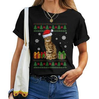 Cat Lovers Cute Cat Santa Hat Ugly Christmas Sweater Women T-shirt - Seseable