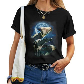 Cow Cows Howling At The Moon Women T-shirt - Thegiftio UK