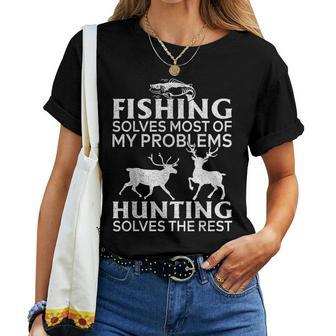 Fishing And Hunting Christmas Humor Hunter Cool Women T-shirt - Thegiftio UK
