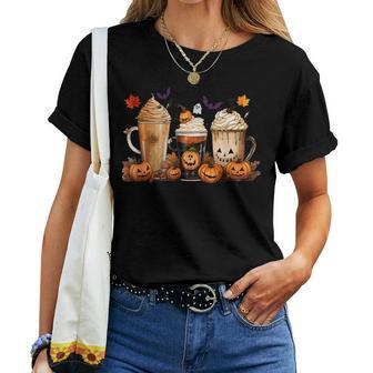 Halloween Pumpkin Spice Latte Coffee Fall Women For Coffee Lovers Women T-shirt | Mazezy