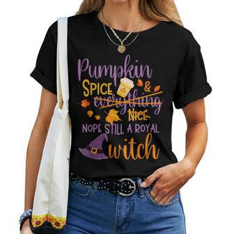 Halloween Womens Witch Pumpkin Spice Fall Sarcastic Halloween Women T-shirt | Mazezy