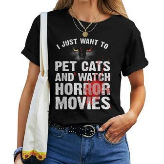 Horror Movie For Men Women Cat Lover Halloween Movie For Cat Lover Women T-shirt | Mazezy