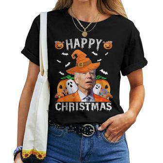 Joe Biden Happy Halloween Happy Christmas Saying Women T-shirt - Monsterry AU