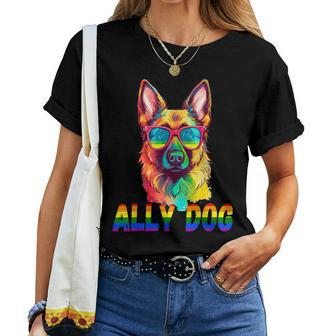Funny Lgbt Ally Dog Rainbow  Women T-shirt Casual Daily Crewneck Short Sleeve Graphic Basic Unisex Tee