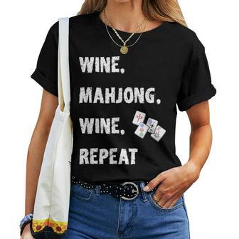 Mahjong Wine Lover Asian Game Love Mah Jong Women T-shirt - Seseable