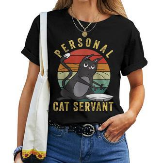 Funny Personal Cat Servant Funny Cat Mom Cat Dad Gift Women Crewneck Short T-shirt