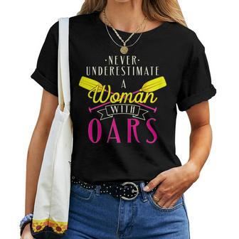Quote Never Underestimate A Woman With Oars Women T-shirt - Thegiftio UK