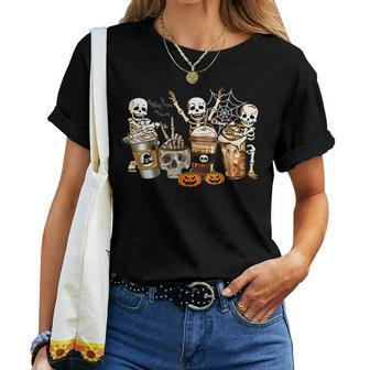 Skeleton Horror Coffee Halloween Costumes Mens Womens For Coffee Lovers Women T-shirt | Mazezy