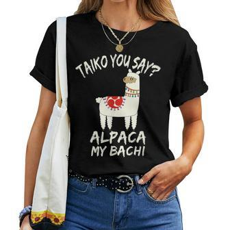 Taiko Alpaca Llama Bachi Pun Practice Group Women T-shirt | Mazezy