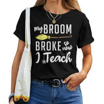 Teacher Halloween Witch For Fall Parties Teacher Women T-shirt | Mazezy